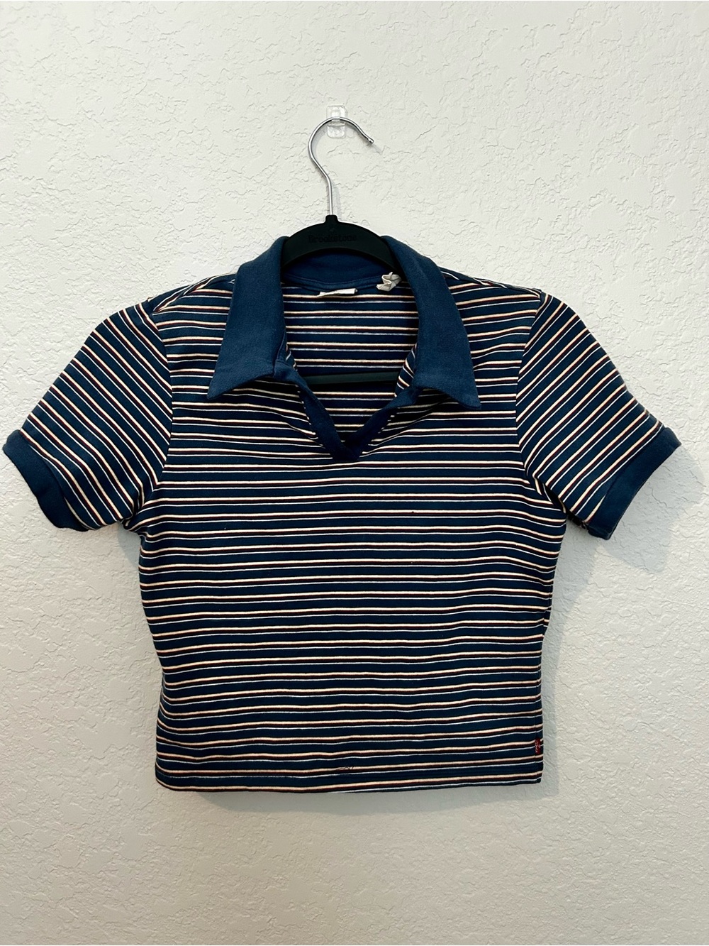 Levi’s Navy Striped Polo Crop Top - Women's